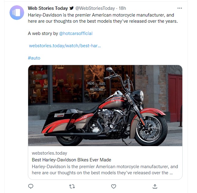 Example ho to use Web Stories on Social Media