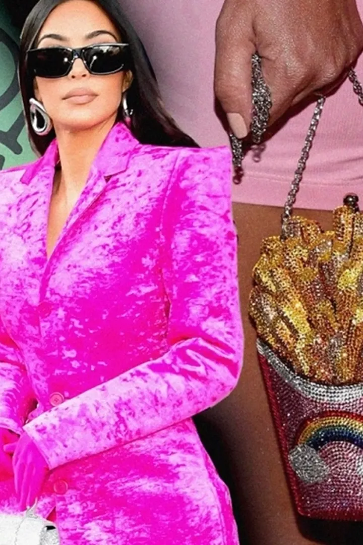 Kim Kardashian Carries Crystal-Covered French Fry Bag